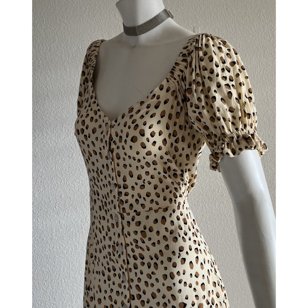 KIVARI Valentina Button Front Midi Dress Leopard Small Excellent - Picture 7 of 11